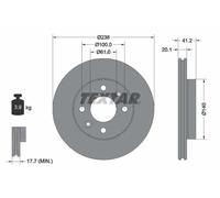 2x Disco freno ventilazione interna 92036203 TEXTAR per RENAULT NISSAN