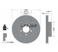 2x Disco freno ventilazione interna 92066903 TEXTAR per OPEL OMEGA B