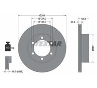 2x Disco freno ventilazione interna 92076300 TEXTAR per TOYOTA VW