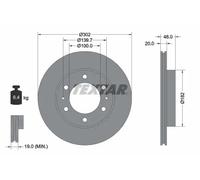 2x Disco freno ventilazione interna 92080400 TEXTAR per TOYOTA VW