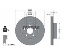 Textar Disco freno 92081900 Ventilato Ø260 mm Anteriore 2x per Subaru Impreza Familiare/Legacy III