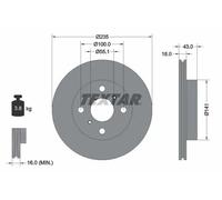 2x Disco freno ventilazione interna 92103603 TEXTAR per TOYOTA YARIS