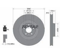 2x Disco freno ventilazione interna 92122203 TEXTAR per VW AUDI