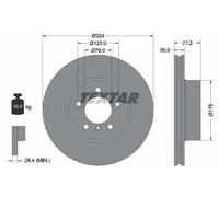 Textar Disco freno 92122605 - Anteriore ventilato altamente carbonizzato - 1 pezzo