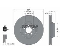2x Disco freno ventilazione interna 92123003 TEXTAR per BMW 7
