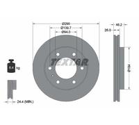 2x Disco freno ventilazione interna 92128803 TEXTAR per MITSUBISHI PAJERO III