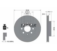 Discofreno TEXTAR 92133400 per CHEVROLET SPARK (M150) 0.8 2000-2006