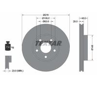 2x Disco freno ventilazione interna 92141205 TEXTAR per VOLVO FORD