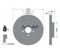 2x Disco freno ventilazione interna 92141305 TEXTAR per FORD VOLVO