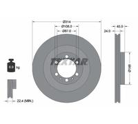 2x Disco freno ventilazione interna 92144803 TEXTAR per MITSUBISHI PEUGEOT