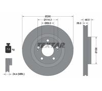 2x Disco freno ventilazione interna 92148303 TEXTAR per MITSUBISHI GRANDIS