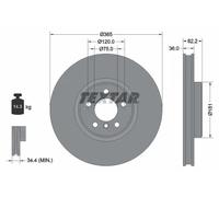 2x Disco freno ventilazione interna 92161005 TEXTAR per BMW X5 X6