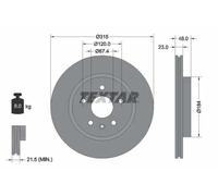 2x Disco freno ventilazione interna 92187303 TEXTAR per OPEL SAAB CHEVROLET
