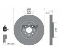 2x Disco freno ventilazione interna 92202203 TEXTAR per ABARTH PUNTO PUNTO EVO
