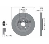 Textar Disco freno 92241803 posteriore ventilato, 1 pezzo