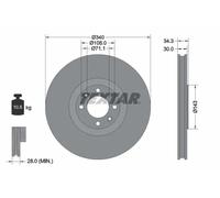 2x Disco freno ventilazione interna 92256903 TEXTAR per CITROËN PEUGEOT DS