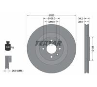2x Disco freno ventilazione interna 92267103 TEXTAR per CITROËN PEUGEOT DS