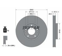 2x Disco freno ventilazione interna 92273303 TEXTAR per HYUNDAI KIA