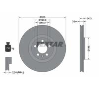2x Disco freno ventilazione interna 92275905 TEXTAR per AUDI SEAT VW