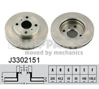 2x Disco freno ventilazione interna J3302151 NIPPARTS per TOYOTA YARIS