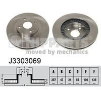 2x Disco freno ventilazione interna J3303069 NIPPARTS per MAZDA 323 P V