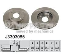 2x Disco freno ventilazione interna J3303085 NIPPARTS per FORD MAZDA