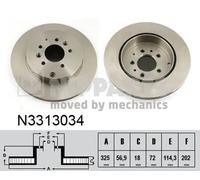 2x Disco freno ventilazione interna N3313034 NIPPARTS per MAZDA CX-9 CX-7