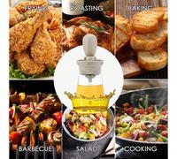 2x dispenser per olio con spazzola da 180 ml, flacone per olio in vetro 2 in 1 con dispenser a spazzola in silicone, flacone dispenser per olio d'oliva, contagocce per barbecue, cottura al forno e cot