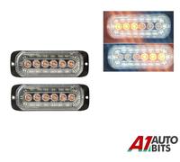 2X Doppio Funzione LED Ambra Strobo Luce Avvertimento + Halo Bianco Ant.