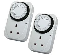 2x Elettrico Rete Spina 24hr Timer Interruttore Orologio Presa UK 3 Pin Adapter