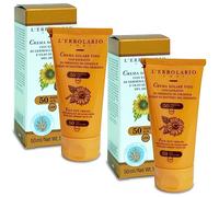 2x Erbolario - CREMA SOLARE VISO SPF 50-50 ml - Protezione alta con estratto di girasole, olio di dattero del deserto e acido ialuronico