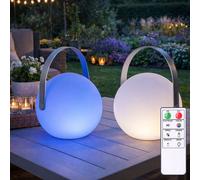 2x Esterni Lampada da Giardino Telecomando RGB LED Luce Sferica Dimmerabile Akku