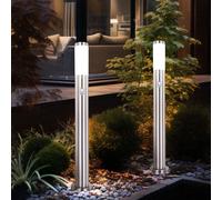 2x Esterno da Pavimento Lampada Illuminazione Giardino Acciaio Inox Presa Luci [EEK: Non valutato]
