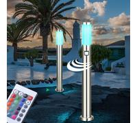 2x Esterno LED Supporto Lampada Luci RGB Telecomando Dimmerabile Luce Cortile