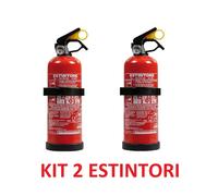 2X Estintore Auto 1kg A Polvere Abc Con Manometro Per Camper Barca Staffa