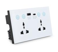 2X(EU UK US Universal Plug Tuya WiFi Socket Bianca con USB e Porta di Tip4925