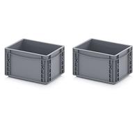 2x Eurobehälter 30 x 20 x 17 grau inkl. gratis Zollstock 2er Set