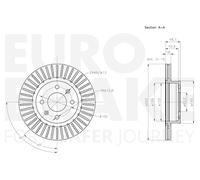 2x EUROBRAKE Disco Freno Ventilato Ø252mm per Hyundai i10 BA IA I10