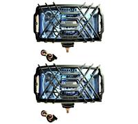 2x Fanali Anteriori Cromati H3 Allogeno Blu con Griglia di Protezione E20