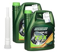 2x Fanfaro TSX SAE 10W-40 Olio per Motore 5 litri API SN ACEA A3/B4 MB 229.3 MB 229.1 VW 501.01 VW 505.00 + Tubo Versatore Semisintetico per Motori Benzina e Diesel
