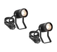 ledscom.de 2 faretti da giardino SHINGA per esterni, IP65, con spina, neri, 1 attacco GU10 max. 15 W