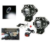 2x FARI SUPPLEMENTARI ANTERIORI PER MOTO FARETTO LED U7 LED ANGEL EYE BIANCO