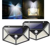 2x Faro faretto lampada luce 100 Led esterno energia solare sensore movimento