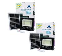 2x Faro Solare 200W LED Driwei Esterno con Pannello Solare e Indicatore Carica