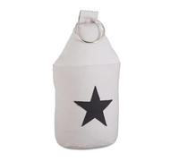 2x Fermaporta a Pavimento in Stoffa, Sacchetto Alto con Stella e con Manico, Bloccaporta HxLxP: 25 x 12 x 12 cm, Grigio