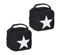 2x Fermaporta in Stoffa a Pavimento, Sacchetto con Stella, Alto, con Manico, HxLxP: 20 x 15 x 15 cm, Nero