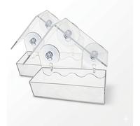 2x Finestra Casetta per Uccelli 15 x 6 X 14,5 CM Plastica 3 Ventose gli