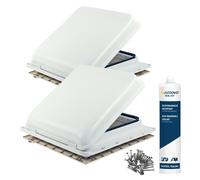 2X Finestra Da Tetto Fiamma Vent 40X40 Cm Bianca + Sigillante + Viti