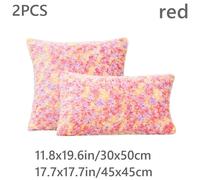 2X Finta Pelliccia Peloso Federa Rosa Fiore Tinto a Nodi Federa Cuscino