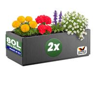 ® 2x Fioriera da Esterno Ethica in Plastica 80L 80x36x35cm Base Drenante